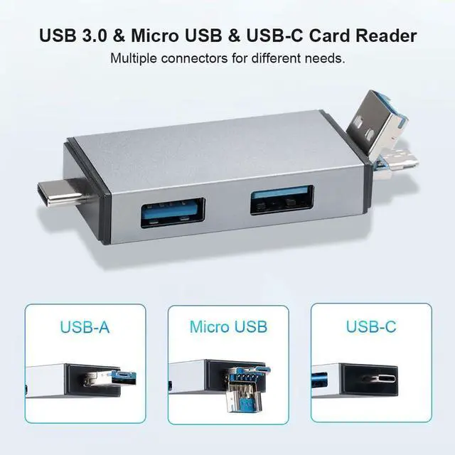 Alt view image 2 of 7 - 4-in-1 SD Card Reader for iPhone Memory Card Reader Support SD/Micro SD/TF Card SD Card Adapter for Android Phone Laptop iPhone MacBook