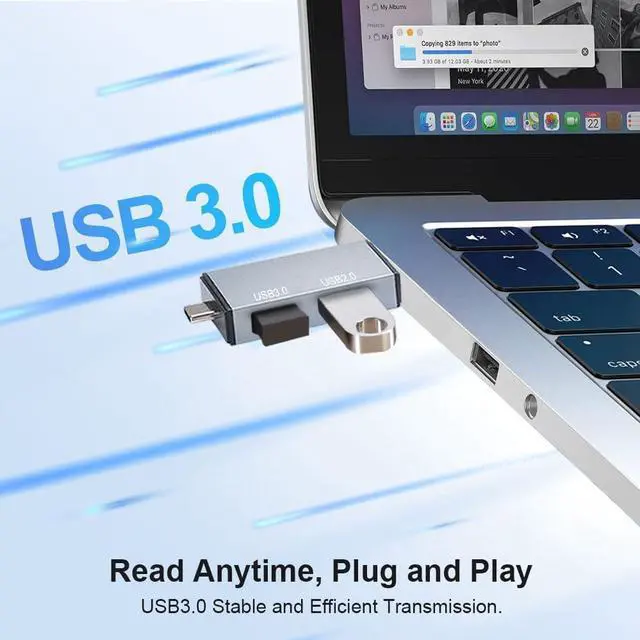 Alt view image 4 of 7 - 4-in-1 SD Card Reader for iPhone Memory Card Reader Support SD/Micro SD/TF Card SD Card Adapter for Android Phone Laptop iPhone MacBook