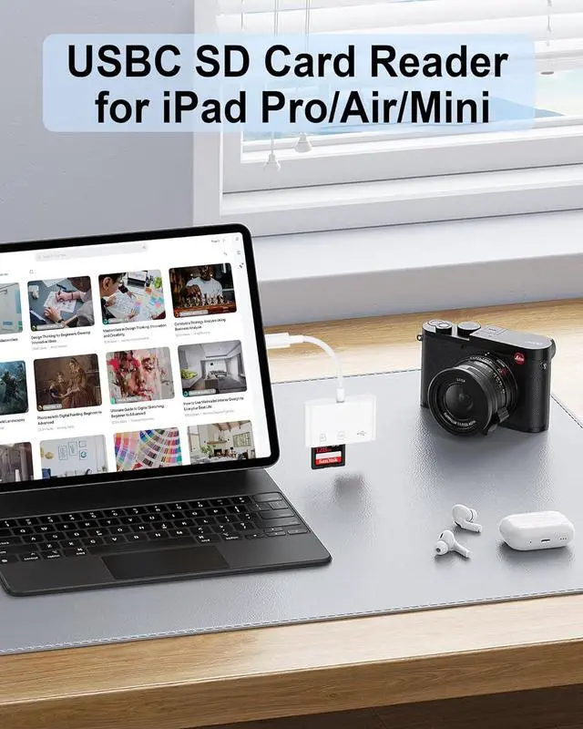 Alt view image 2 of 7 - SD Card Reader for iPhone 16 Pro Max/16 Pro/16 Plus/16/15pro Max/15Plus/15Pro/15 USB C Memory Card Reader 3-in-1 Type C TF MicroSD Card Reader Dongle Adapter for iPad MacBook Pro Air Computer Camera
