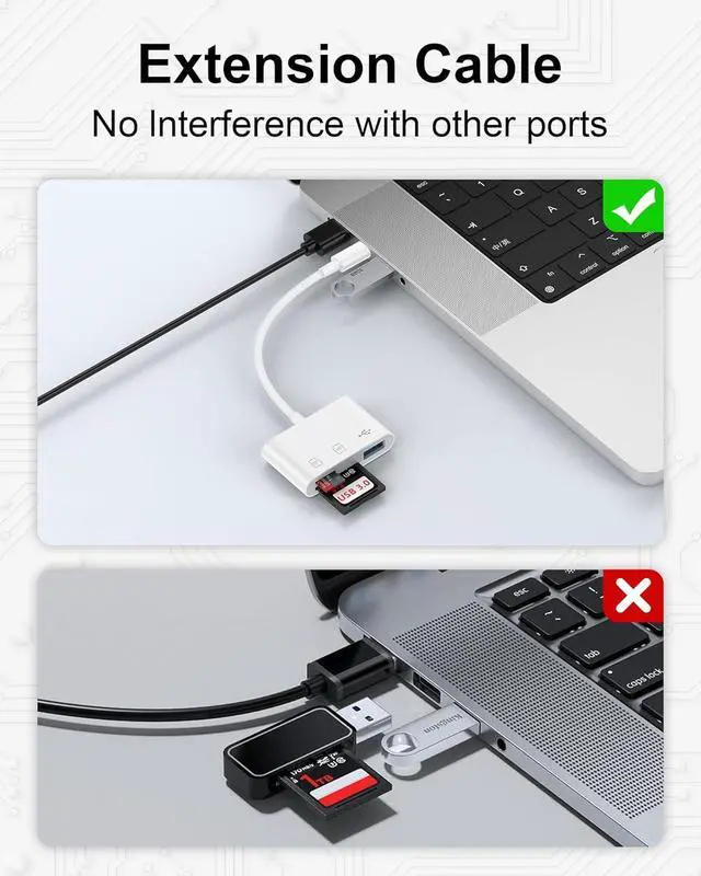 Alt view image 6 of 7 - SD Card Reader for iPhone 16 Pro Max/16 Pro/16 Plus/16/15pro Max/15Plus/15Pro/15 USB C Memory Card Reader 3-in-1 Type C TF MicroSD Card Reader Dongle Adapter for iPad MacBook Pro Air Computer Camera