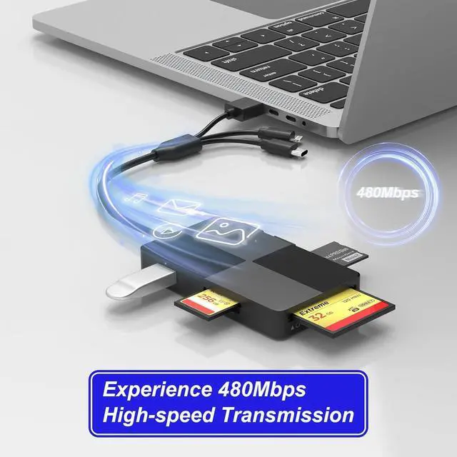 Alt view image 6 of 7 - Memory Stick Duo pro Adapter - 8 in 1 SD/TF/MS/CF/XD Card Reader with Extra 3 USB Ports Supports Micro SD/SDHC/XD Picture Card USB C Lightning OTG Adapter Multi Memory Card Reader for Computer/iPhone
