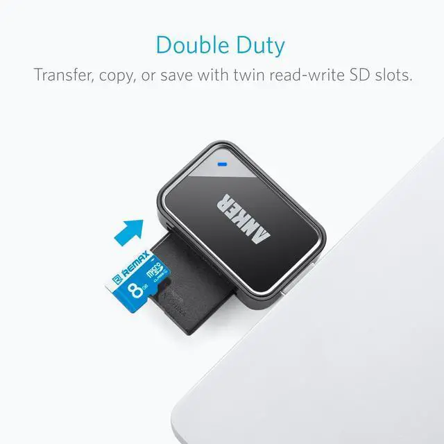 Alt view image 2 of 5 - USB 3.0 SD Card Reader 2-in-1 SD Card Reader for SDXC SDHC MMC RS-MMC Micro SDXC Micro SD Micro SDHC UHS-I Cards - Card Reader Micro SD Card Reader