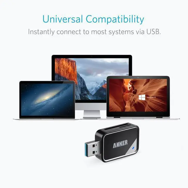 Alt view image 4 of 5 - USB 3.0 SD Card Reader 2-in-1 SD Card Reader for SDXC SDHC MMC RS-MMC Micro SDXC Micro SD Micro SDHC UHS-I Cards - Card Reader Micro SD Card Reader