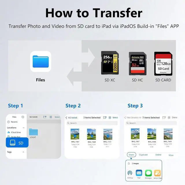 Alt view image 6 of 7 - USB C SD Card Reader USB 3.0 High Speed to SD Card Adapter for iPhone 15/16 Pro Max Type C Camera Adapter Trail Viewer for iPhone 15/16 iPad MacBook/Air iMac/ Galaxy Android