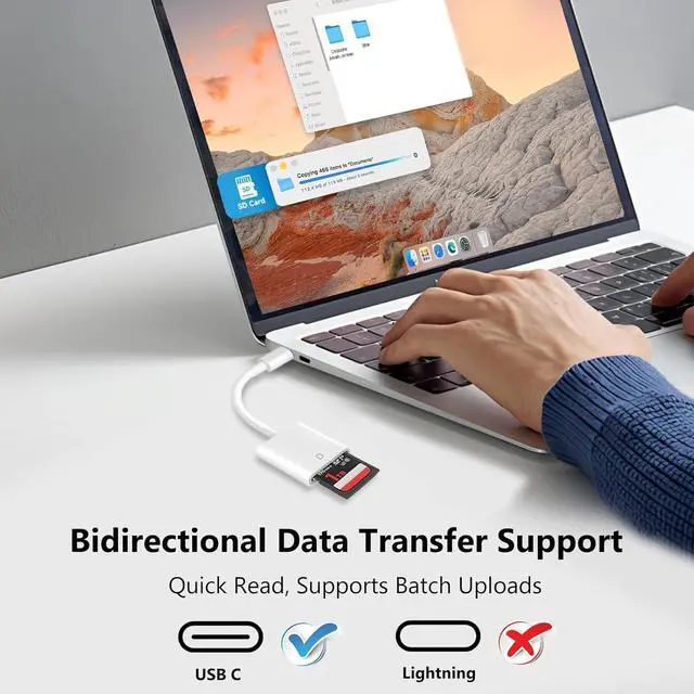 Alt view image 7 of 7 - USB C SD Card Reader USB 3.0 High Speed to SD Card Adapter for iPhone 15/16 Pro Max Type C Camera Adapter Trail Viewer for iPhone 15/16 iPad MacBook/Air iMac/ Galaxy Android