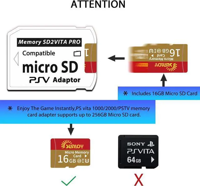 Alt view image 6 of 7 - SD2Vita 6.0 PS Vita Memory Card Adapter with 16GB Micro SD Card High Speed microSDHC UHS-I Flash Memory Card with PSV Micro SD Card Adapter for PSV 1000/2000 PSTV FW 3.60 HENkaku Enso System