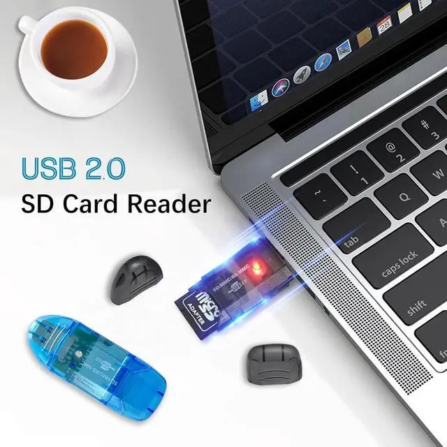 Alt view image 2 of 7 - 4 Pack USB SD Card Reader for PC SD Card to USB Adapter Card Reader for Camera Memory Card Reader Card Reader for Laptop