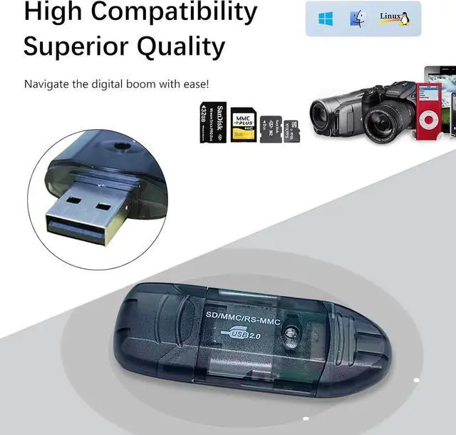 Alt view image 6 of 7 - 4 Pack USB SD Card Reader for PC SD Card to USB Adapter Card Reader for Camera Memory Card Reader Card Reader for Laptop