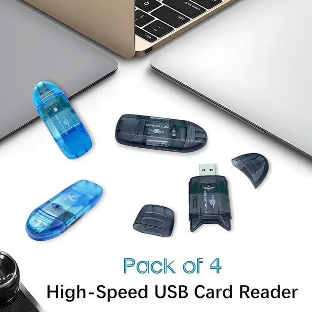 Alt view image 7 of 7 - 4 Pack USB SD Card Reader for PC SD Card to USB Adapter Card Reader for Camera Memory Card Reader Card Reader for Laptop