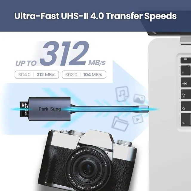 Alt view image 2 of 7 - SD 4.0 Memory Card Reader 2-in-1 Dual Slot Adapter with USB-A and USB-C Connectors for SDHC RS-MMC SDXC SDHC UHS-II UHS-I Cards for iPhone 15 16 Series Cameras Laptop Tablet Smartphone