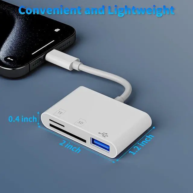 Alt view image 7 of 7 - USB C SD Card Reader 3-in-1 SD Card Adapter with SD MicroSD USB Memory Card Reader MicroSD Card Reader Compatible with iPhone15 16/iPad/Mac/Laptop and More USB-C Devices