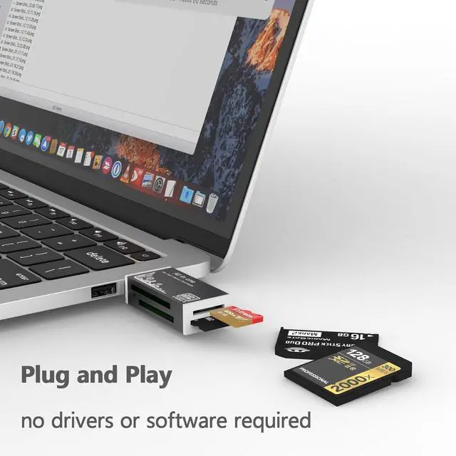 Alt view image 5 of 6 - Micro SD Card Reader 4-in-1 SD Card Reader to USB Adapter Memory Card Reader for MS Duo/Pro M2 Card SDXC SDHC MMC RS-MMC Micro SDXC Micro SDHC and TF Card (1Pack Black)