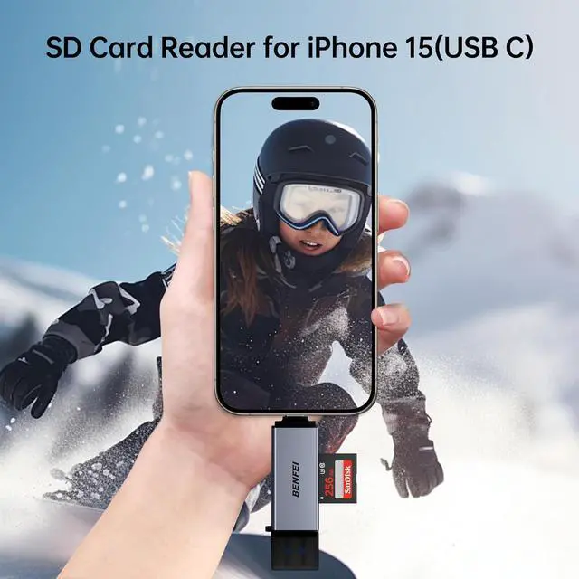 Alt view image 7 of 7 - SD Card Reader USB C to SD Micro SD Card Memory Card Adapter Dual Slot Compatible with iPhone 15 Pro/Max MacBook Pro/Air 2023 iPad Pro iMac S23 XPS 17 Surface Book 3 and More