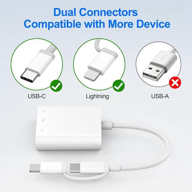 Alt view image 3 of 7 - CF SD Card Reader for iPhone iPad Mac Dual Connector (Lightning & USB C) Digital Camera Memory Card Adapter to iPhone with Compact Flash/SD/MicroSD 3 Slot Plug&Play for Android Phone Laptop