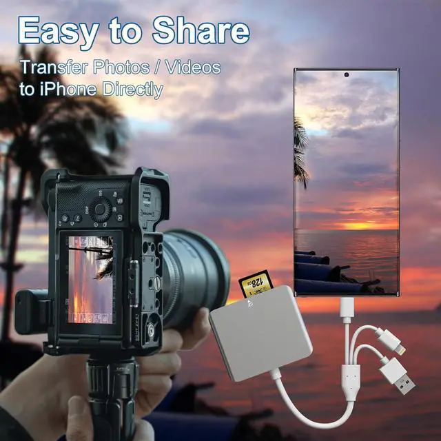 Alt view image 7 of 7 - Memory Stick Pro Duo Adapter for iPhone - 5 in 1 SD/TF/MS/CF/XD Card Reader for PC/Android/Lightning Device Aluminum Multi Memory Card Reader USB C Lightning OTG Compact Flash Card Reader