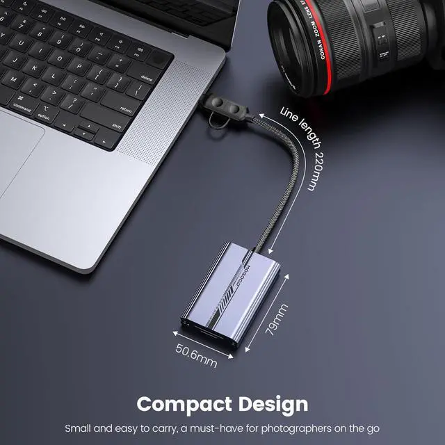 Alt view image 6 of 6 - SD 4.0 Card Reader UHS-II USB C SD Card Reader 2-in-1 SD/TF Adapter USB 3.2 Gen 2 Memory Card Adapter for SD 4.0 Micro SD SDHC SDXC UHS-I UHS-II MMC RS-MMC and More