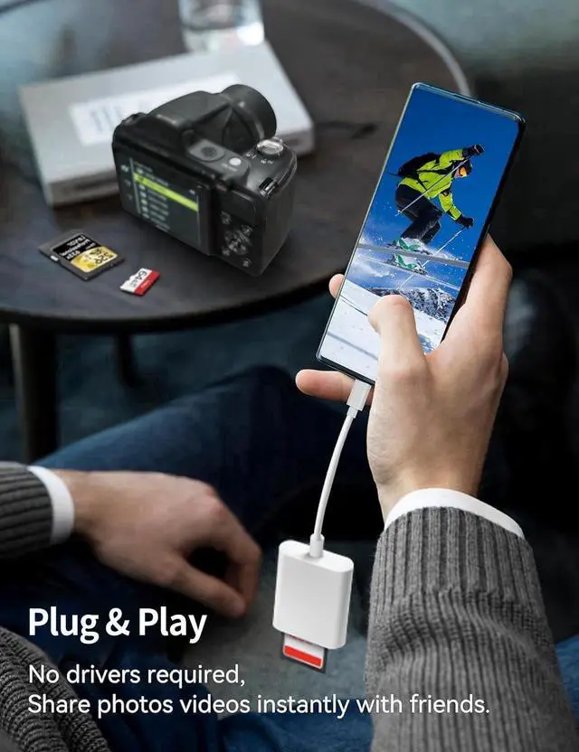 Alt view image 6 of 7 - USB C SD Card Reader for iPhone 16/15 Pro Max/Plus USB-C to SD/Micro SD Memory Card Adapter for iPad/Mac Pro/Air USBC/Type C Camera Card Reader for Phone Laptop and More USBC Devices