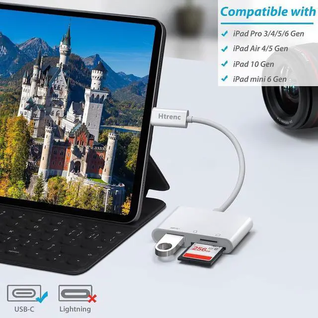Alt view image 4 of 7 - USB C SD TF Memory Card Reader 3-in-1 Type C Camera Adapter Compatible with iPad iPhone 15 MacBook Pro/Air Chromebook  and More USB C Devices