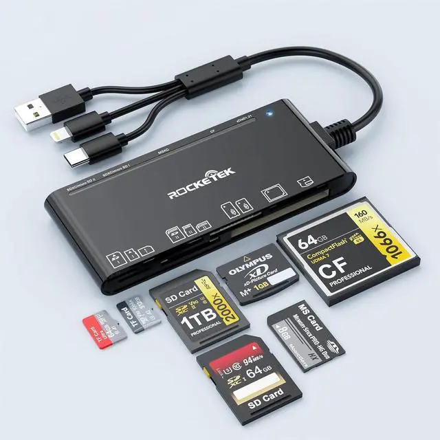 Main image of 7 in 3 USB 3.0 Multi Card Reader Adapter Memory Card Reader for SD CF XD Micro SD TF MS Cards 5Gbps High-Speed USB C SD Card Reader for iPhone 16/15/14/iPad/MacBook/ Windows Mac OS Linux