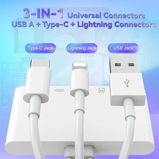 Alt view image 3 of 7 - 5-in-1 Memory Card Reader for iPhone SD Card Reader USB C OTG Adapter with USB C to A Connector Micro SD/SD Dual Slots for iPhone/iPad/Galaxy/Android/Computer/Laptop/More