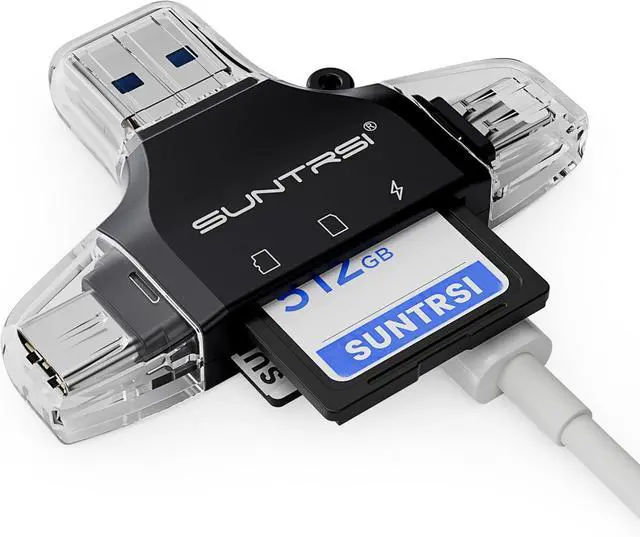 Main image of 4 in 1 SD Card Reader for iPhone ipad Android Mac PC Camera Micro SD Card Reader SD Card Adapter Portable Memory Card Reader Trail Camera Viewer for SD and TF Card
