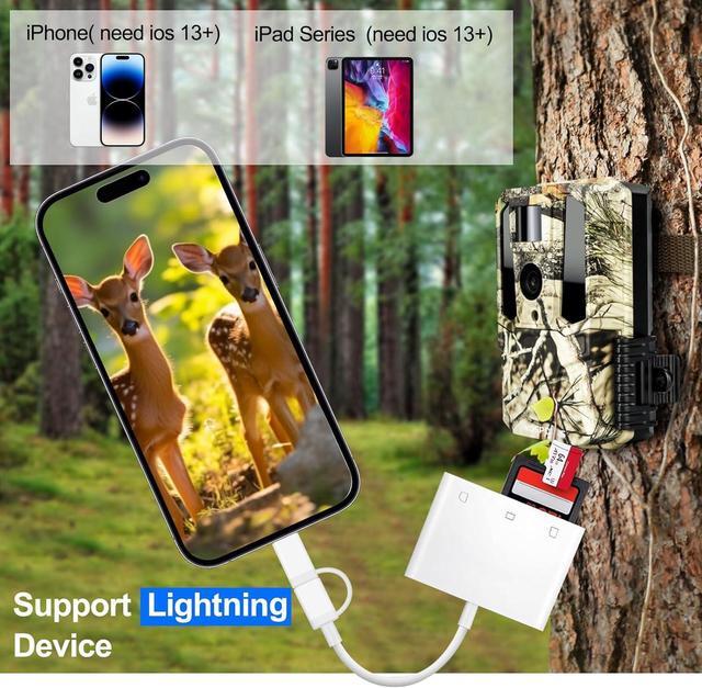 Alt view image 6 of 7 - CF SD Card Reader for iPhone iPad Mac Dual Connector (Lightning & USB C) Digital Camera Memory Card Adapter to iPhone with Compact Flash/SD/MicroSD 3 Slot Plug&Play for Android Phone Laptop