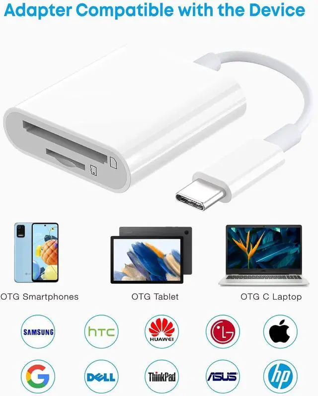 Alt view image 4 of 7 - USB C SD Card Reader USB-C to SD/Micro SD Card Reader 2in1 High-Speed Type C Camera Memory Card Adapter OTG Compatible with iPhone 15 and Above/iPad/Galaxy/MacBook Pro and More UBC C Devices