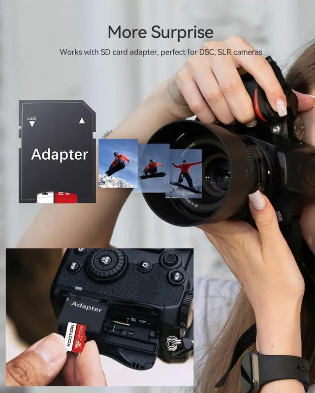 Alt view image 5 of 7 - 128GB MicroSDXC Memory Card Class 10 Micro SD Card U1 C10 High-Speed TF Flash Memory Card with Adapter