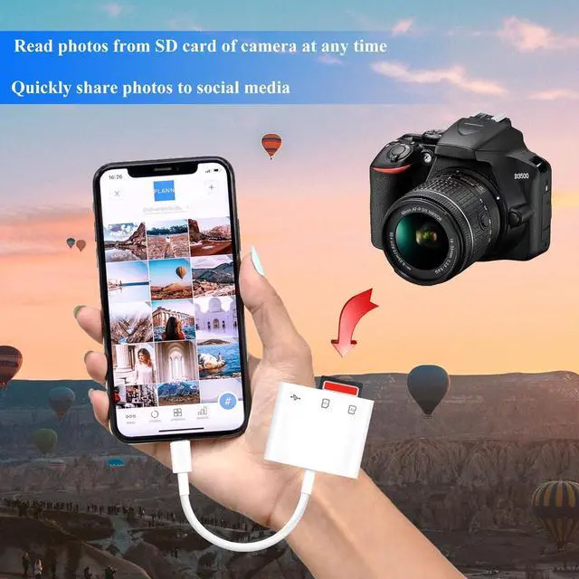 Alt view image 3 of 7 - USB C SD Card Reader for iPhone 15/16 Android 3 in 1 Digital Camera Adapter iPhone Sd Card Adapter for More Type C/USB-C Devices Compatible with SDcard SDHC SDXC MicroSD MicroSDHC MicroSDXC