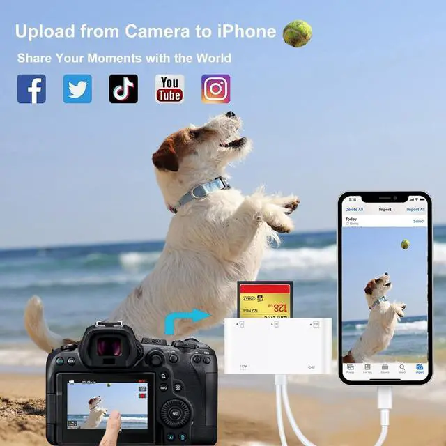 Alt view image 6 of 7 - 9-in-1 Memory Card Reader Universal Card Reader for iPhone/iPad CF/SD/MicroSD/MS/XD Card Reader & USB OTG Adapter with USB/USB-C/Lightening Connector for iPhone 16/iPad Pro/ Galaxy/MacBook etc