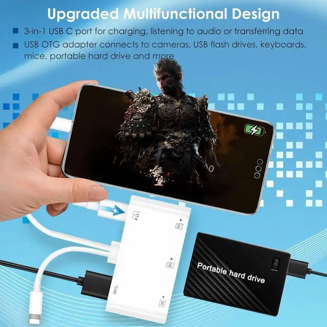 Alt view image 7 of 7 - 9-in-1 Memory Card Reader Universal Card Reader for iPhone/iPad CF/SD/MicroSD/MS/XD Card Reader & USB OTG Adapter with USB/USB-C/Lightening Connector for iPhone 16/iPad Pro/ Galaxy/MacBook etc