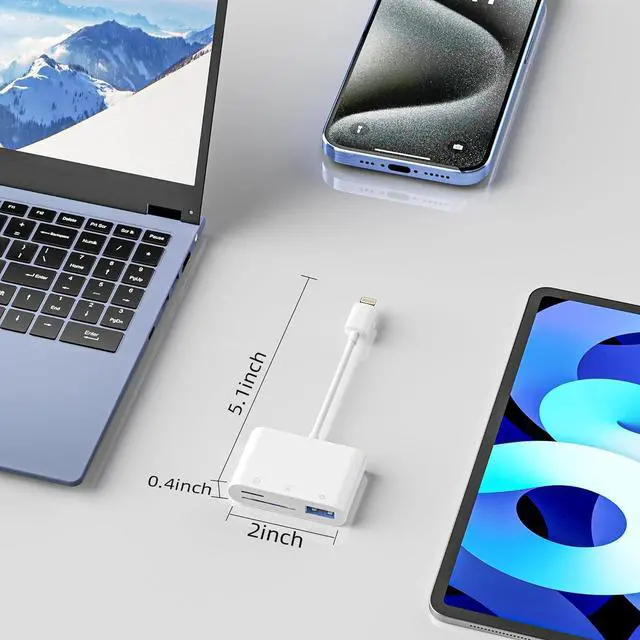 Alt view image 7 of 7 - SD Card Reader for iPhone iPad USB Camera Adapter Plug Digital Trail Camera SD Card Viewer with Dual Slot for MicroSD/SD Memory Card Adapter for Photography No App Required