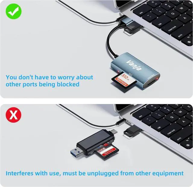 Alt view image 5 of 7 - USB SD Card Reader 2 in 1 Memory Card Reader SD Card to USB Adapter for Camera SD SDXC SDHC MMC RS-MMC Micro SD Micro SDXC Micro SDHC UHS-II and UHS-I Cards
