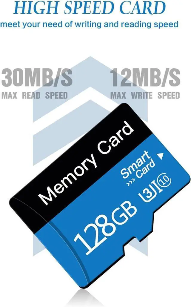 Alt view image 5 of 7 - 128 GB Micro Memory Card with Adapter TF Card Class 10 Mini Memory Card for Camera/Smartphone/Tablet/Drone (Blue 128GB)