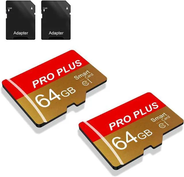 Main image of 2 Pack TF Card 64GB with Adapter High Speed Memory Card UHS-I C10 A1 Memory TF Card for Tablet/Mobile Phone/Camera/Car Audio/Game Console (TF162 Red Gold 64GB)