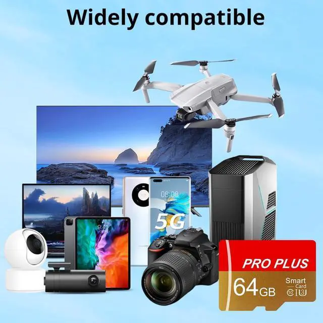 Alt view image 6 of 7 - 2 Pack TF Card 64GB with Adapter High Speed Memory Card UHS-I C10 A1 Memory TF Card for Tablet/Mobile Phone/Camera/Car Audio/Game Console (TF162 Red Gold 64GB)