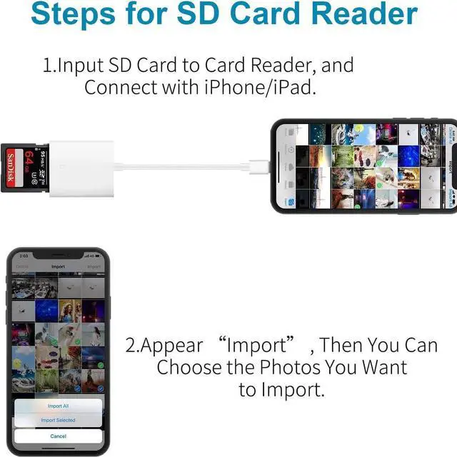 Alt view image 5 of 7 - [MFi Certified] Lightning to SD Card Reader for iPhone Lightning Camera Adapter Trail Camera Viewer SD Card Camera Memory Card Adapter Compatible with iPhone 14/13/12/11/XS/XR/X/8/7/iPad Plug and Play