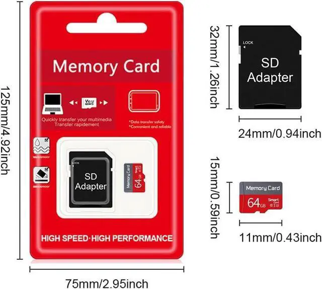Alt view image 5 of 5 - 64GB TF Card with Adapter C10 U3 Ultra High Speed Flash Memory Card for Camera Tablet Computer Mobile Phone Drone