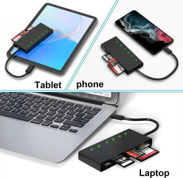 Alt view image 7 of 7 - USB C Multi Card Reader SD/TF/CF/XD/MS Type-C 5Gps High Speed 7-in-1 XD Picture Card Reader for SDXC SDHC TF Micro SD CF MS MMC Card Sony Memory Stick Pro Duo Adapter Read 5 Cards Simultaneously