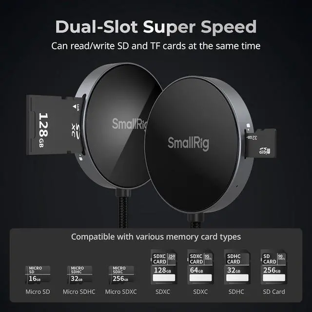 Alt view image 5 of 7 - SD/TF Dual-Slot Card Reader USB 4.0 312MB/s High-Speed Transfer Magnetic Adsorption Phone & 90° Angled Connector for iPhone 16/for /for  SDXC/TF Card Adapter - 4870