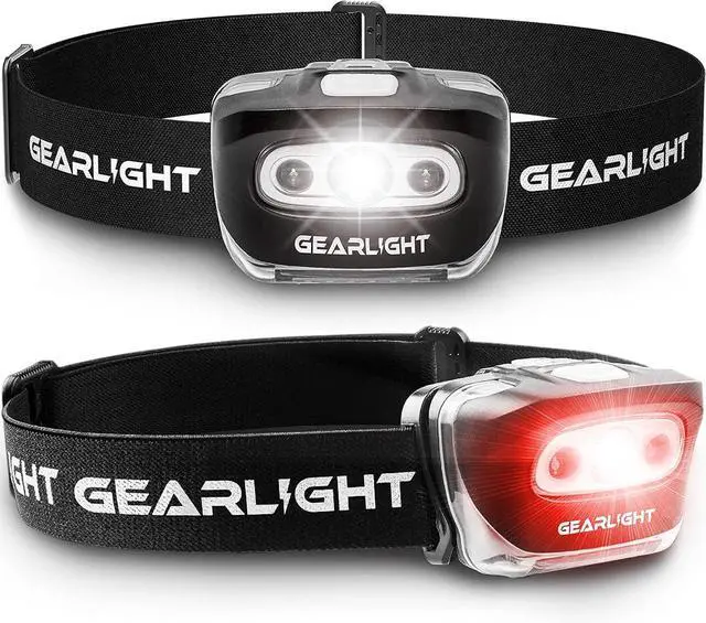 Main image of 2Pack LED Headlamp - Outdoor Camping Head Lamps with Adjustable Headband - Lightweight Battery Powered Bright Flashlight Headlight with 7 Modes and Pivotable Head and Red Light