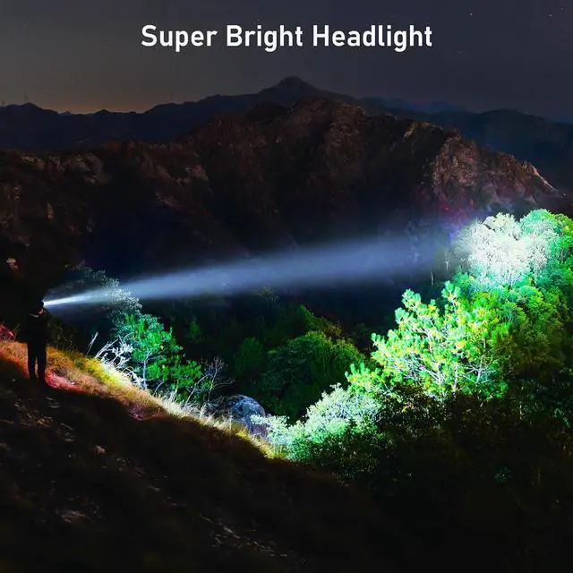 Alt view image 2 of 7 - LED Headlamp Rechargeable 2000L Super Bright Headlight with Motion Sensor -Dimmable Brightness 8 Modes Spotlight&Floodlight&Red Light Combination IPX5 Waterproof for Hiking Camping - 2 Pack