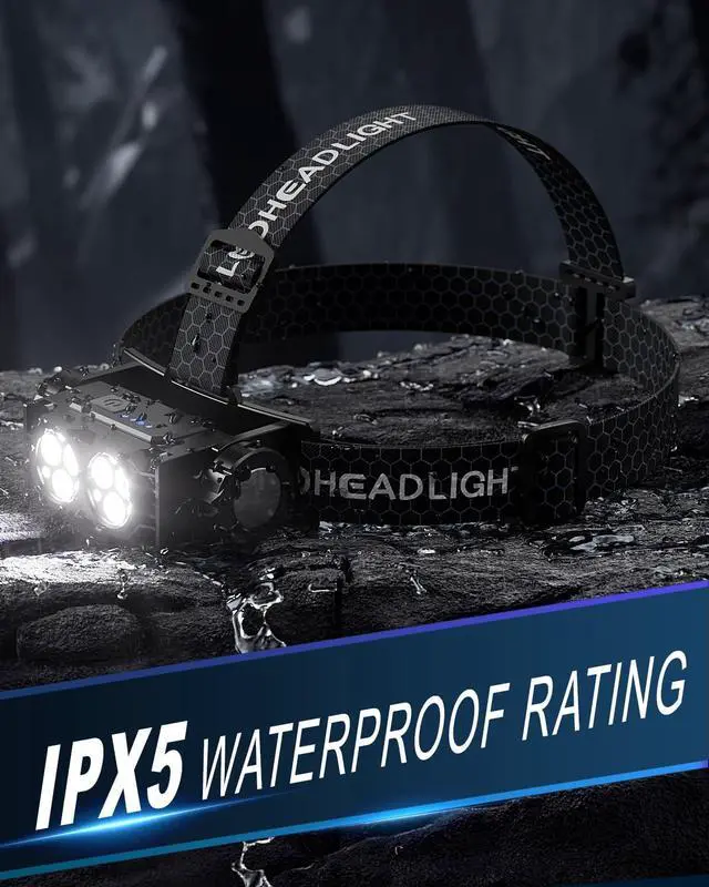 Alt view image 6 of 7 - Headlamp Rechargeable 2PCS 4500L Super Bright Light Bright LED Rechargeable Headlight with White Light Waterproof Head Lamp with Headband for Outdoor Camping Hiking Camping Essentials Working