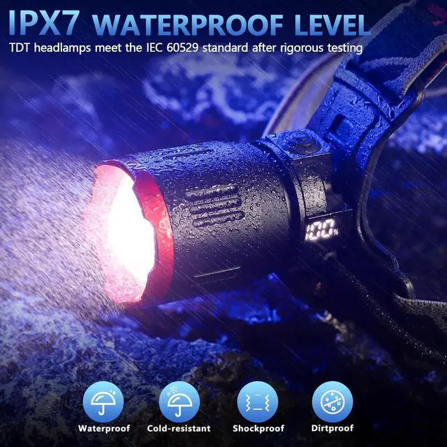 Alt view image 6 of 7 - 2000 LUMENS LED Rechargeable Head Lamps Zoomable Headlamp with 6 Modes & IPX7 Waterproof 120° Adjustable Head Lights for Forehead for Outdoor Camping Hard Hat Hunting Running