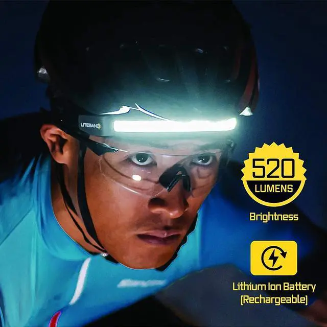 Alt view image 2 of 7 - LED Headlamp Liteband Lightweight ACTIV 520 Lumen Bright Head Lamp Powerful Rechargeable Battery Powered Tactical Headlamps Camping Running Hard Hat Light Best Rated Forehead Flashlight White