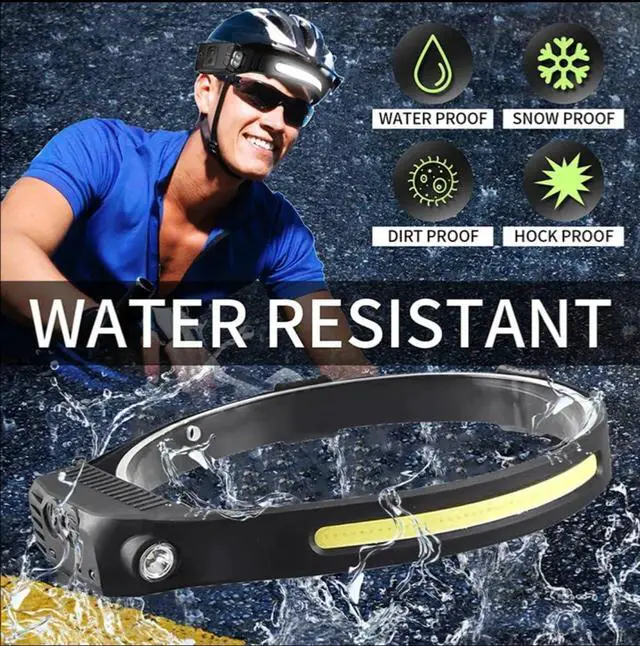 Alt view image 6 of 7 - LED Headlamp Rechargeable Flashlight 270° Wide Beam Headlight Motion Sensor Head Lamp 5Mode Headlamps Adjustable Headband Outdoor Waterproof Head Light for Running Camping Hiking Fishing