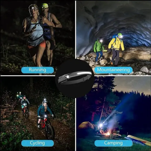 Alt view image 7 of 7 - LED Headlamp Rechargeable Flashlight 270° Wide Beam Headlight Motion Sensor Head Lamp 5Mode Headlamps Adjustable Headband Outdoor Waterproof Head Light for Running Camping Hiking Fishing
