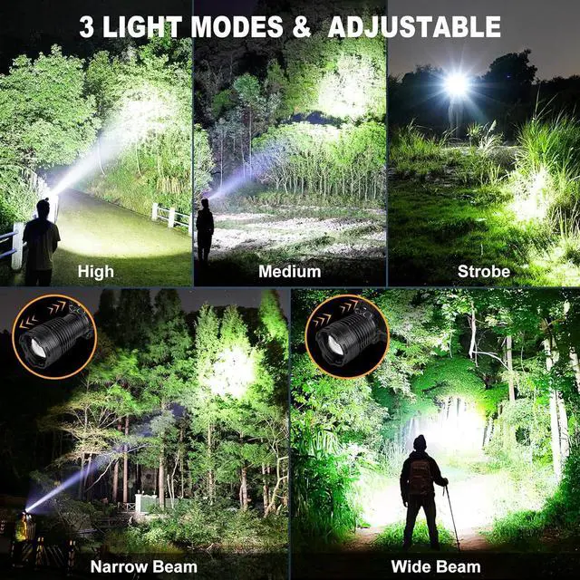 Alt view image 4 of 7 - Rechargeable Headlamp 3000 Lumens LED Head Lamp with 3 Light Modes USB Rechargeable 90°Adjustable Waterproof Super Bright Headlamps for Adults Camping Running Biking (ATTERY Included)