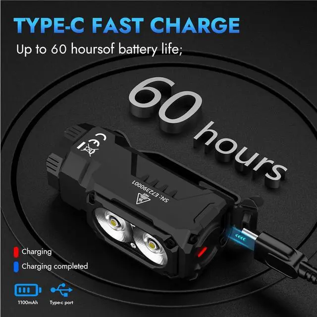 Alt view image 6 of 7 - E7 1800 Lumen Rechargeable Mini Flashlight with Magnet - Super Bright 6 Modes EDC Flashlight Typ-C Rechargeable LED IP68 Pocket Flashlight for Headlamp Use Rescue Camping