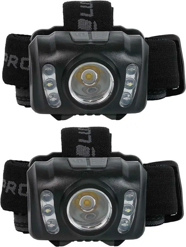 Main image of LP345V2 LED Headlamp - Bright 300 Lumen Head Lamp for Outdoors Camping & Hiking - 6 Light Modes White Green & Red Light - IPX4 Waterproof - Adjustable Headband - Batteries Included - 2 Pack